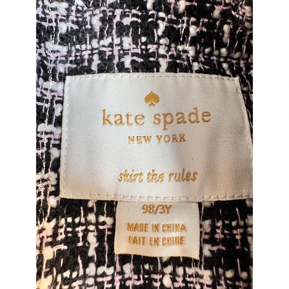 Kate Spade New York Fancy Tweed Double Breasted Ruffle Trim Jacket‎ Kids 3Y
